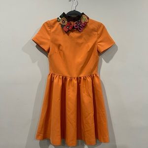 Vintage Valentino Crepe Couture Leather Collar dress